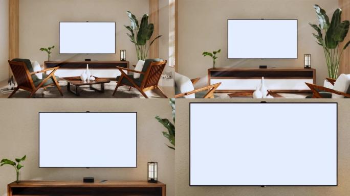 电视内墙模型的最小橱柜，3d渲染