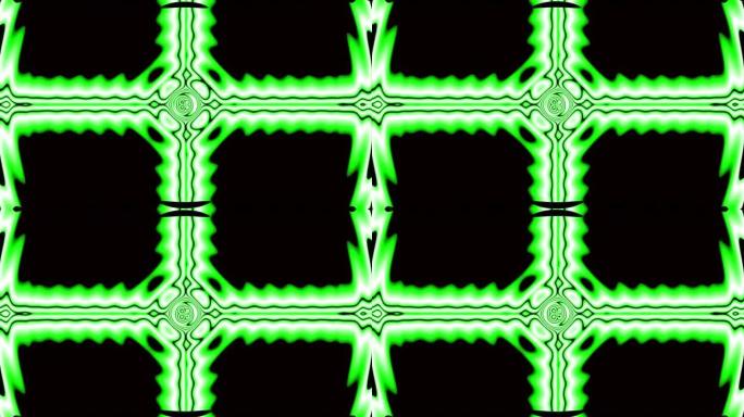 中心带有十字标志的绿色电波在黑暗背景上波动