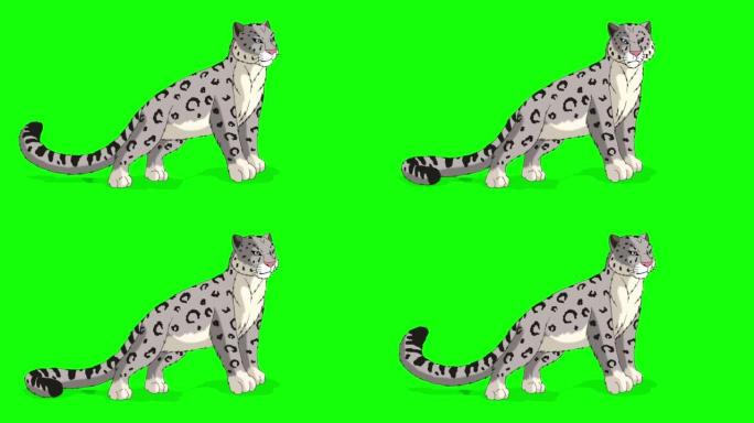 雪豹色度键4K卡通豹子mg动画