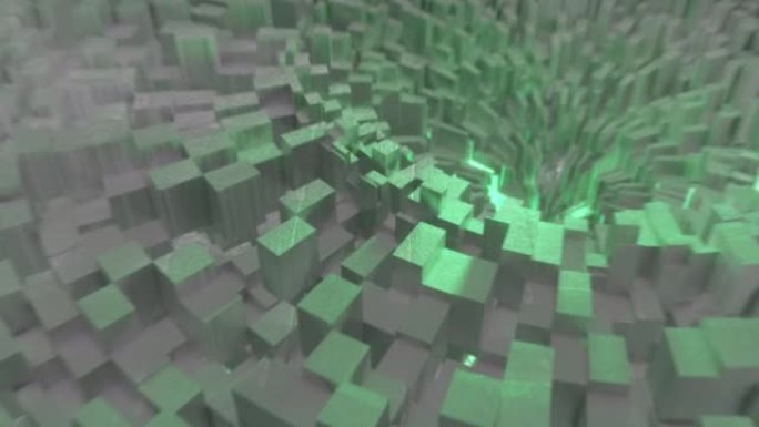 落入洞中的立方体三维方块背景视频素材