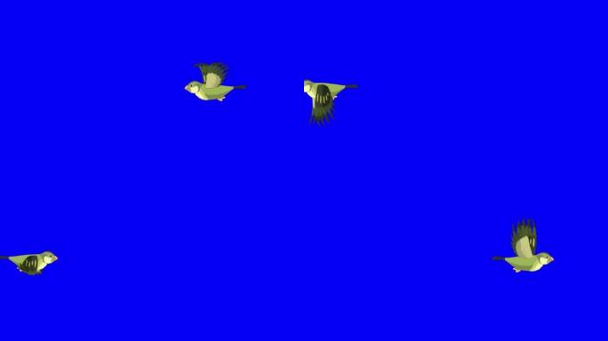 飞行绿色森林鸟长视图色度键4K