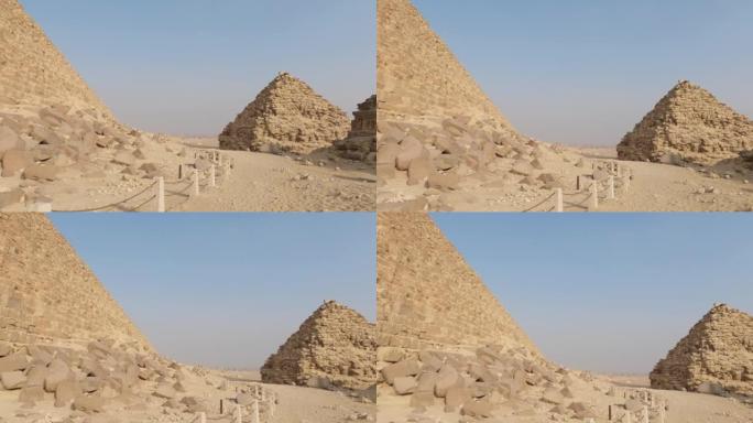 封锁了埃及吉萨金字塔建筑群门考尔金字塔。建筑奇观