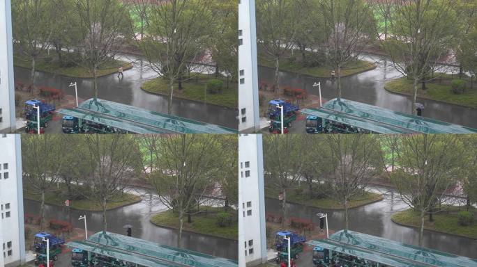 大学校园空镜 春雨 雨天校园 学校空镜