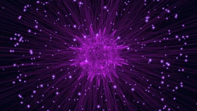 黑暗星系中带有霓虹灯点和连接线的未来形状