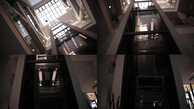 大学大楼的现代玻璃电梯