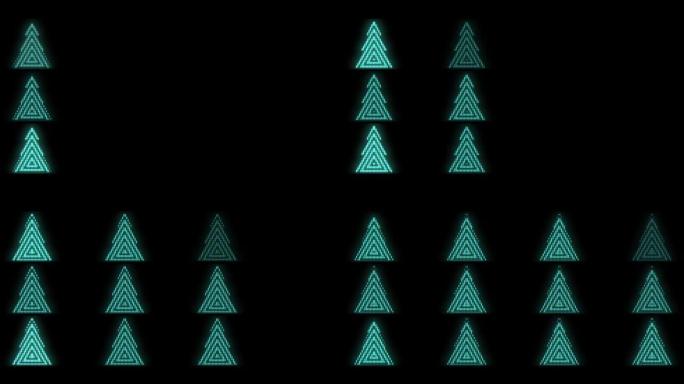带有霓虹灯的现代绿色圣诞树图案