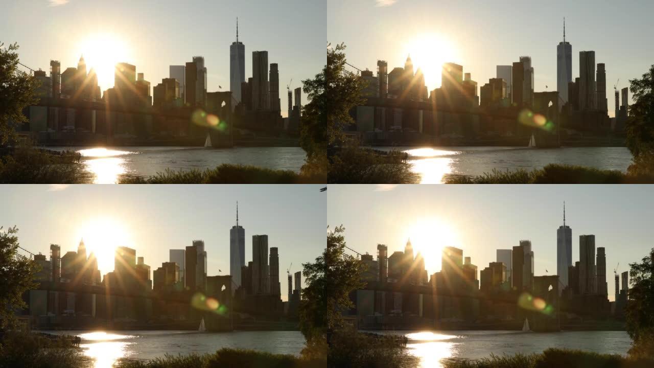 布鲁克林大桥日落景观
