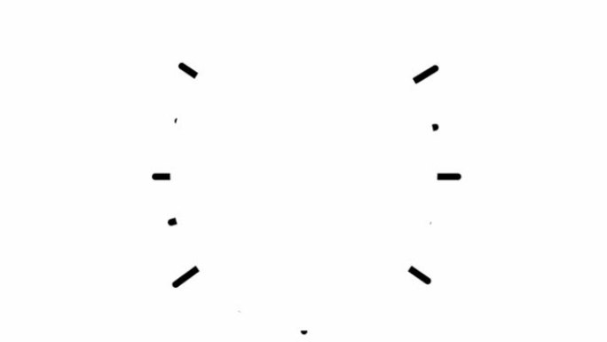 射线的动画线性黑色符号。循环视频。孤立在白色背景上的平面矢量插图。