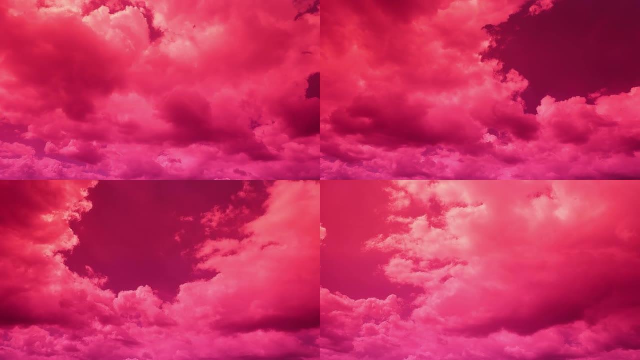 夏季充满活力的戏剧性紫色金色天空时间流逝。
