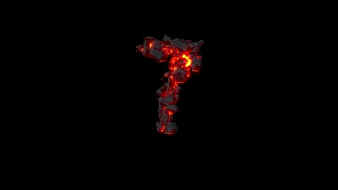 水晶字体-闪亮黑暗岩浆岩石的7号，孤立循环视频