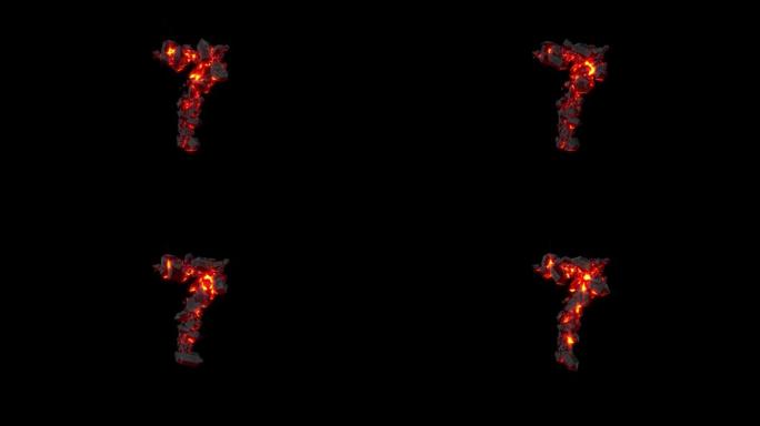 水晶字体-闪亮黑暗岩浆岩石的7号，孤立循环视频