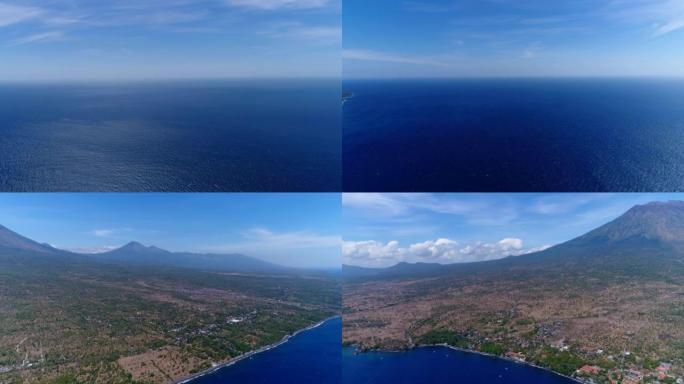 空中360全景拍摄2火山附近的大海