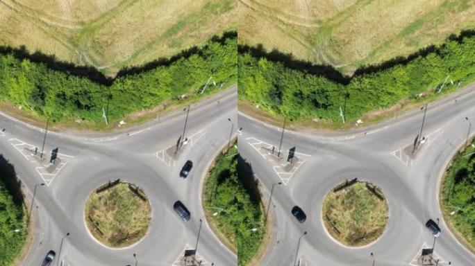 英国环形交叉路口的鸟瞰图