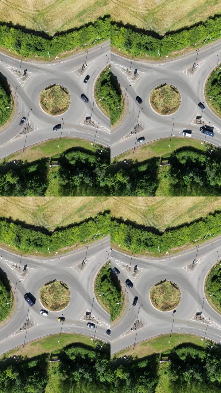 英国环形交叉路口的鸟瞰图