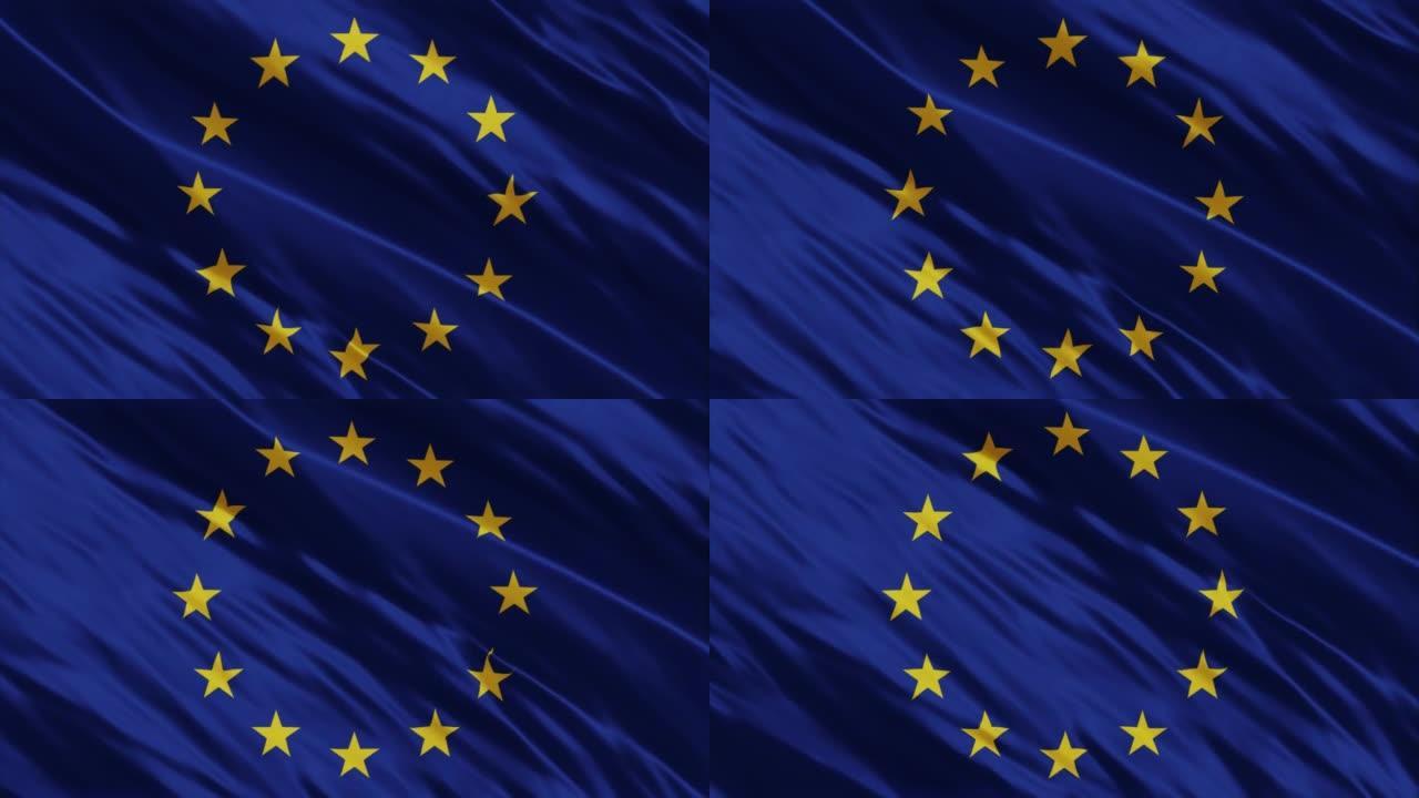 4K欧盟-欧盟旗帜-飘扬的欧盟旗帜