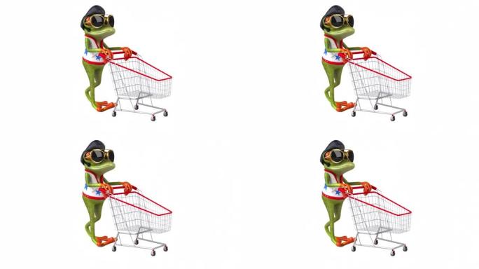 有趣的青蛙摇滚购物3D卡通动画