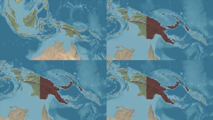 巴布亚新几内亚在没有文字的情况下放大世界地图