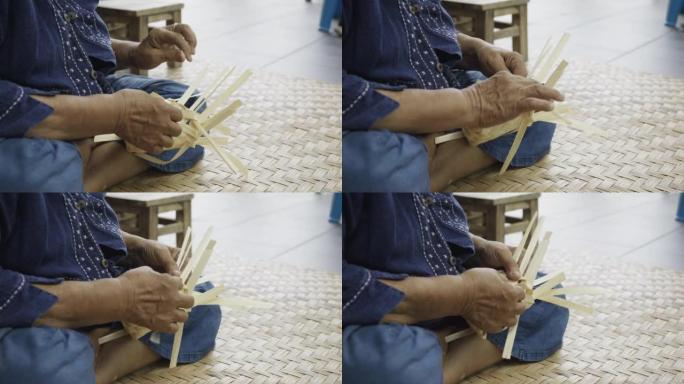 手工编织竹篮，泰国清迈村民手工制作。