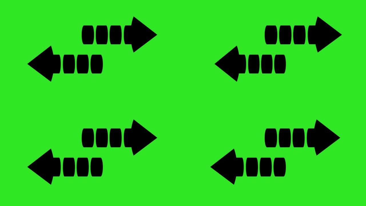 指示左右方向的箭头黑色剪影的循环动画
