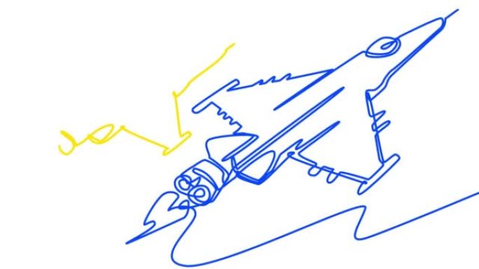 自己画的两架蓝黄战机排成一条线。