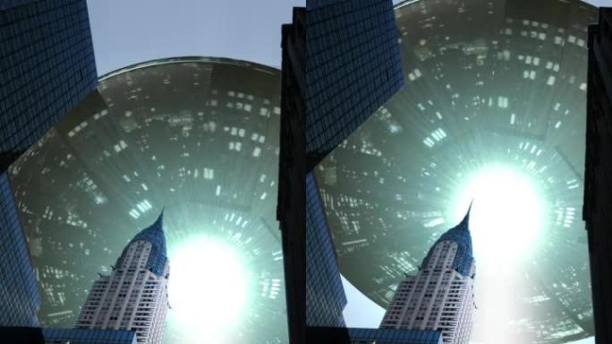 巨大的UFO袭击曼哈顿