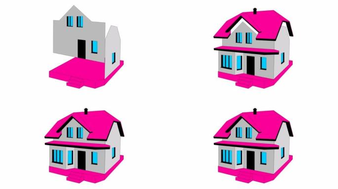 房子的象征。平面图标。盖房子的过程。家居、房地产的概念。矢量插图孤立在白色背景上。