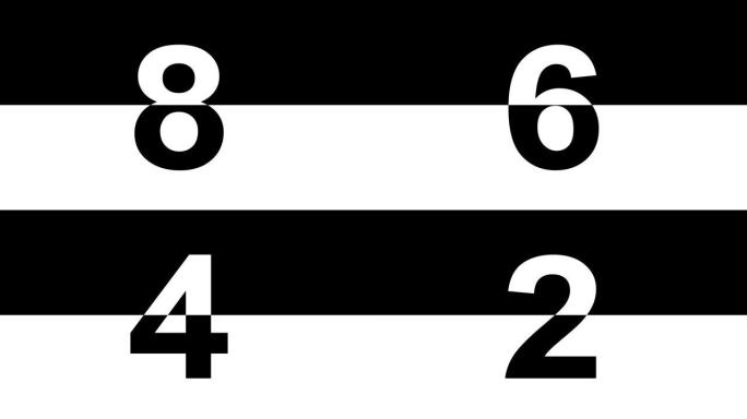 黑白背景下的倒计时从10到1。黑白数字