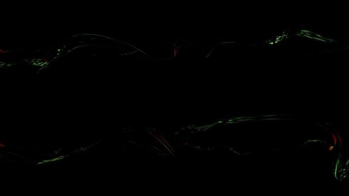 在黑色渐变上挥舞着五颜六色的迷幻黑暗物理烟雾