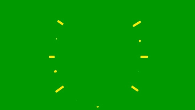 射线的动画线性黄色符号。循环视频。孤立在绿色背景上的平面矢量插图。