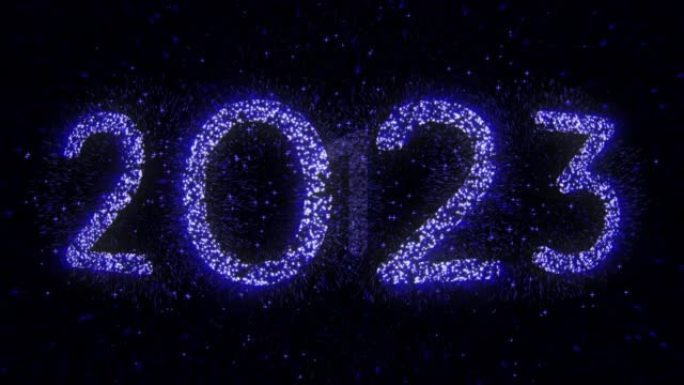 4k新年快乐庆祝蓝色烟花倒计时2023