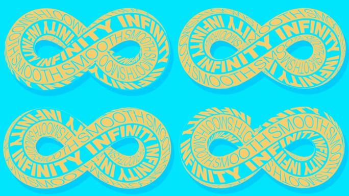 弯曲旋转莫比乌斯带的数字循环动画。平面图形风格。视错觉现代艺术。3d渲染创意视频模板。高清分辨率