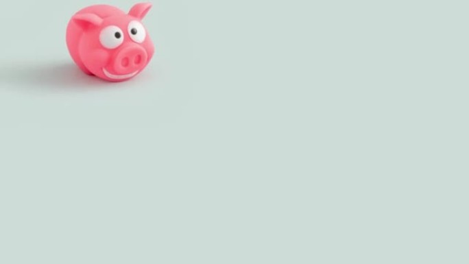 灰色背景上笑脸的动画粉红猪