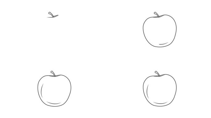 涂鸦全苹果动画。苹果的线条画视频动画。