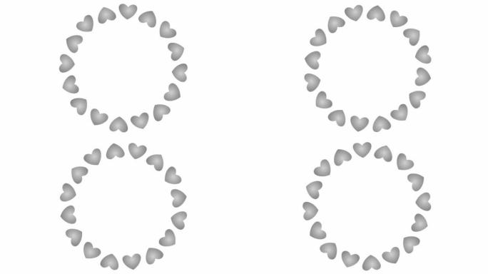 动画旋转银心圈。循环视频。矢量插图孤立在白色背景上。