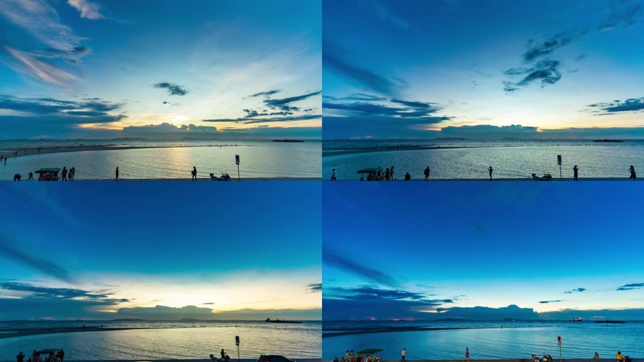 泰国素叻他尼苏梅岛日落海滩海洋和日落的延时视频