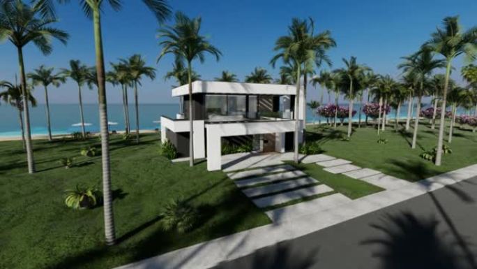 海边或海边豪华风格的现代住宅4k视频