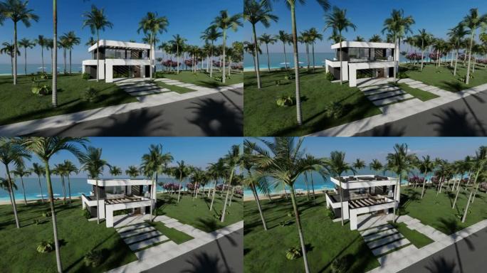海边或海边豪华风格的现代住宅4k视频