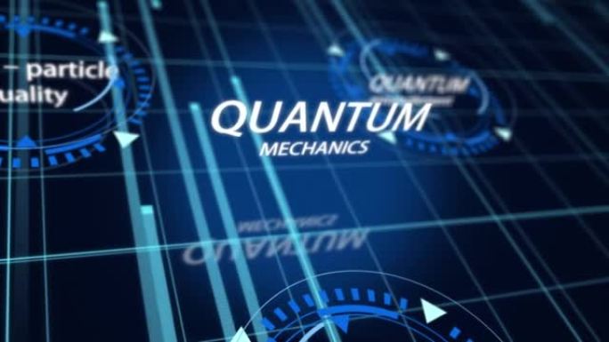 具有数字效果的量子力学文本电影标题技术，商业演示摘要背景