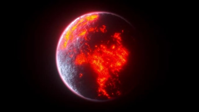 a lava planet is orbited by its moon (3d rendering