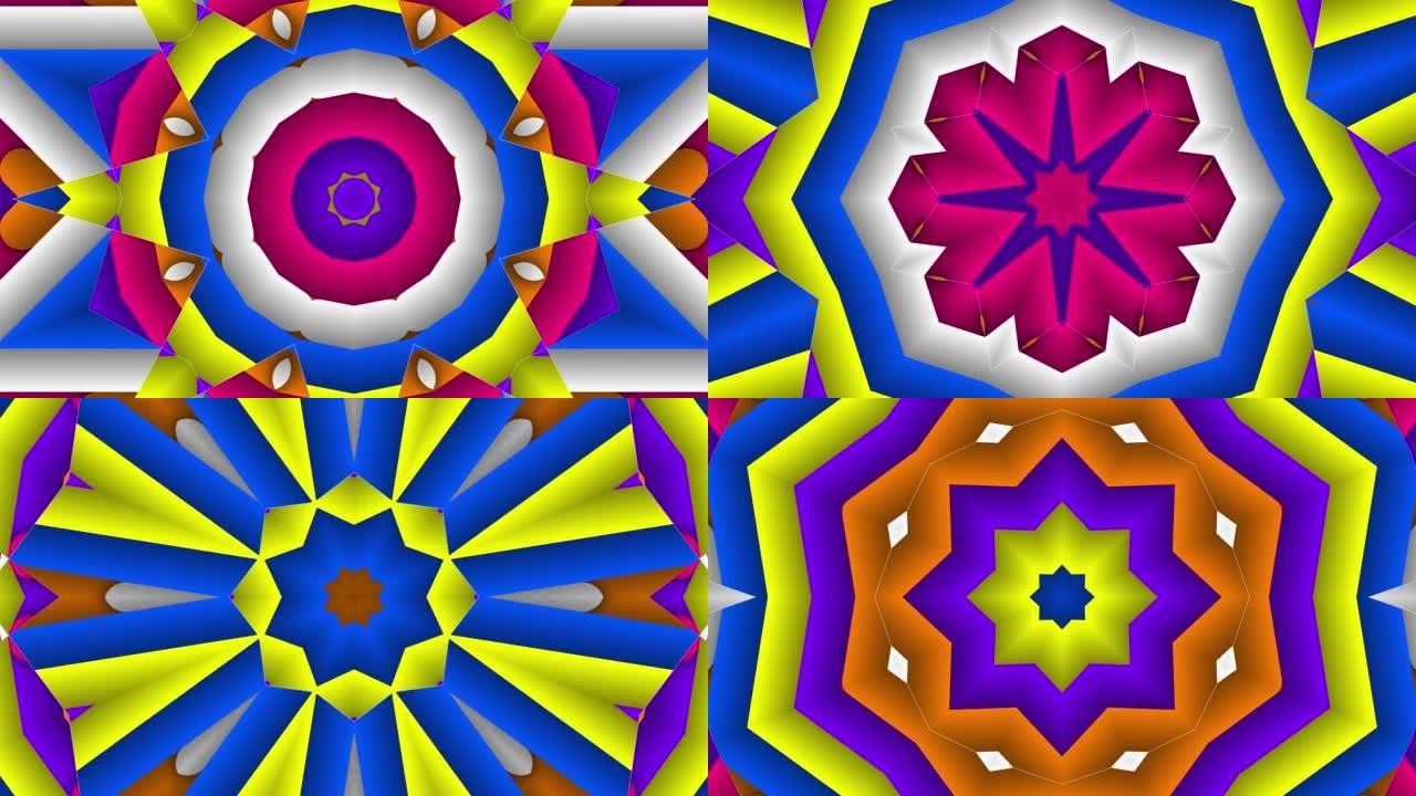 抽象可循环的万花筒背景-各种颜色的几何形状