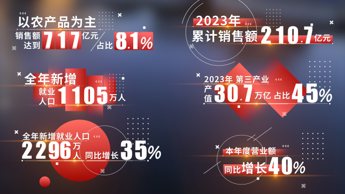 红色党建党政政府数据字幕条文字AE模板