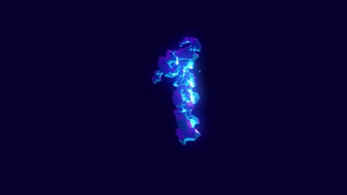 神奇蓝色亮丽或冰冻冰字母-1号，孤立循环视频