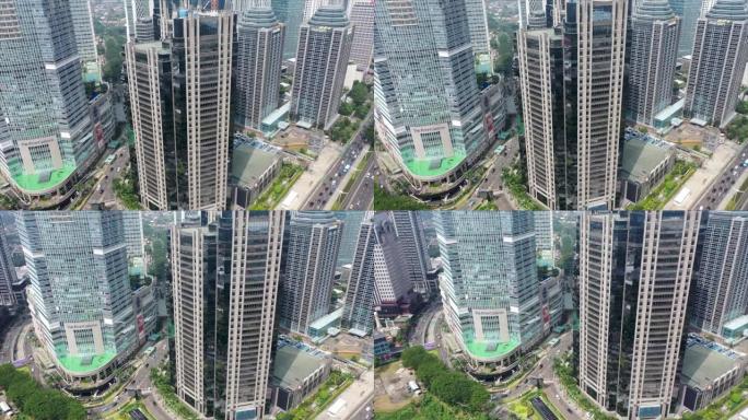 雅加达、印度尼西亚、2022年5月20日。雅加达市中心现代办公楼的美丽鸟瞰图