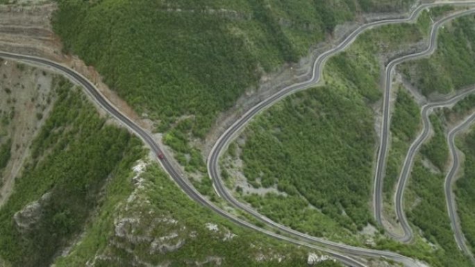 Deep canyon mountain pass in Albanian Alps near Rr