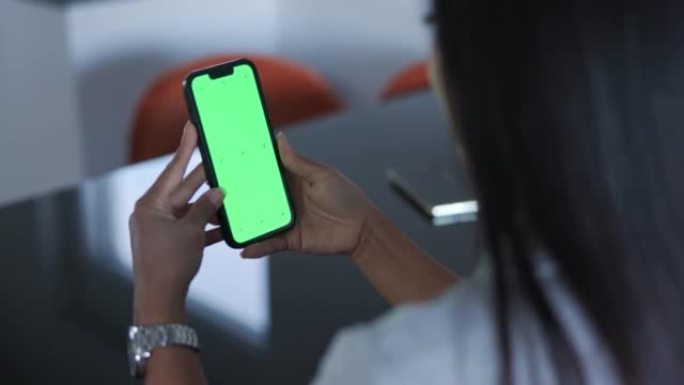 Close Up Of A Green Screen On A Phone