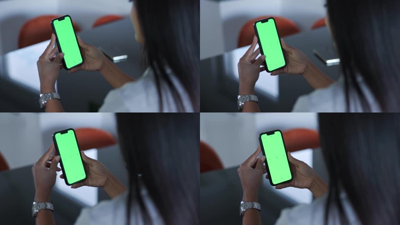 Close Up Of A Green Screen On A Phone