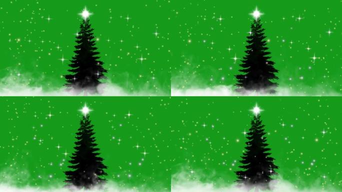 圣诞庆典和闪亮的星星绿色屏幕运动图形