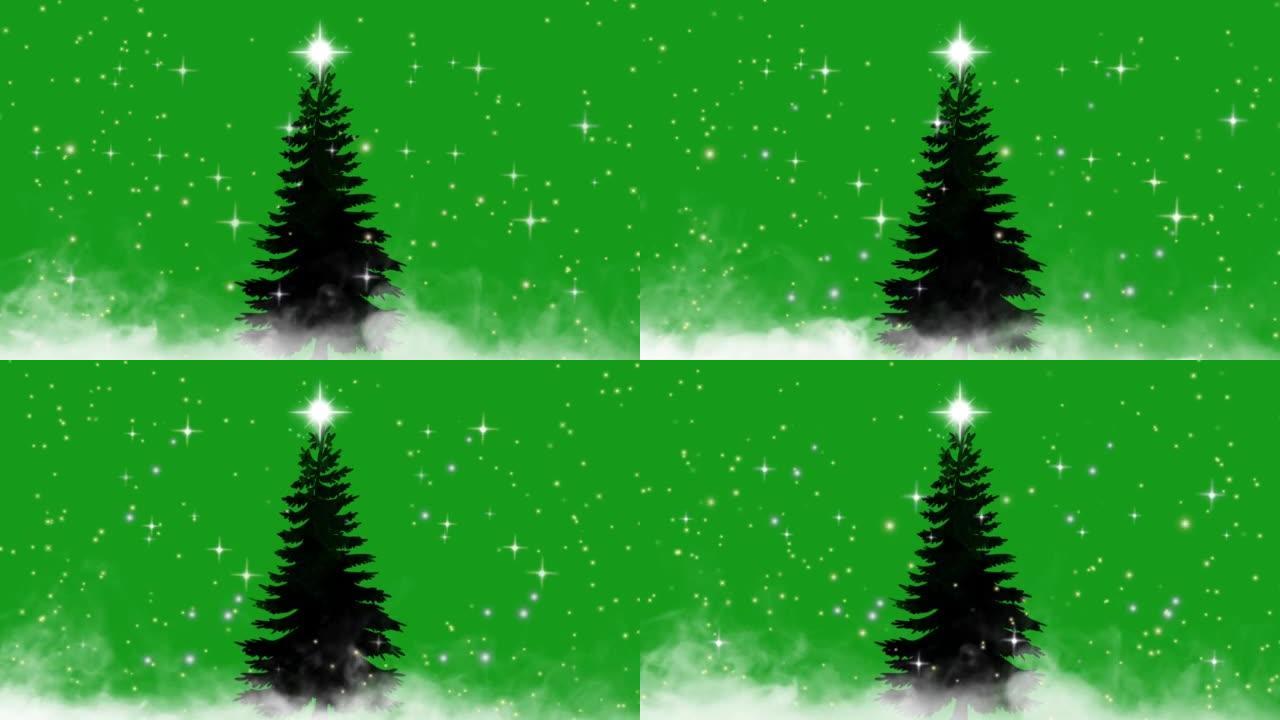 圣诞庆典和闪亮的星星绿色屏幕运动图形