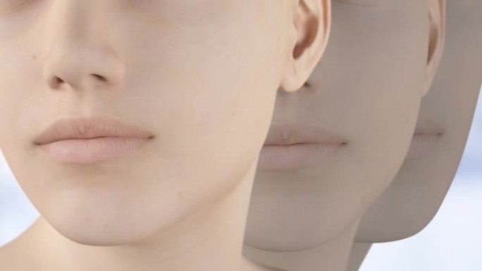 3D动画脸部特写修复效果皮肤污垢去除。深层清洁皮肤。皮肤毛孔。痤疮清洁。皮肤毛孔清洁透明背景