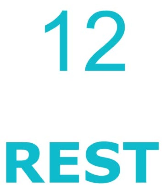 “休息” 计数计时器30秒，用简单凉爽的浅蓝色数字计数。